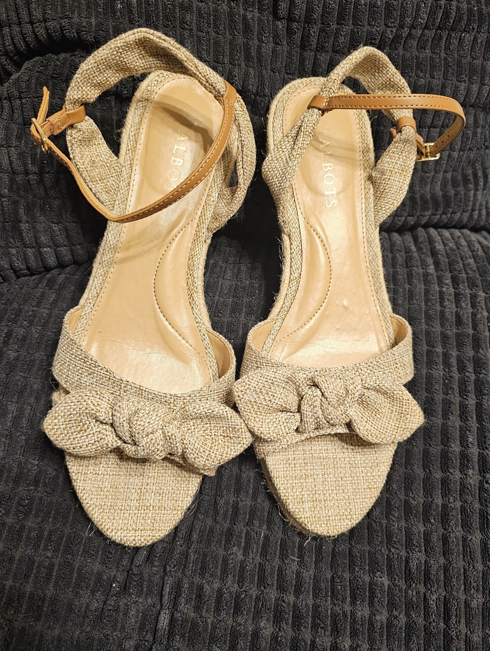 Talbots Natural Sling Back Wedge Sandals
